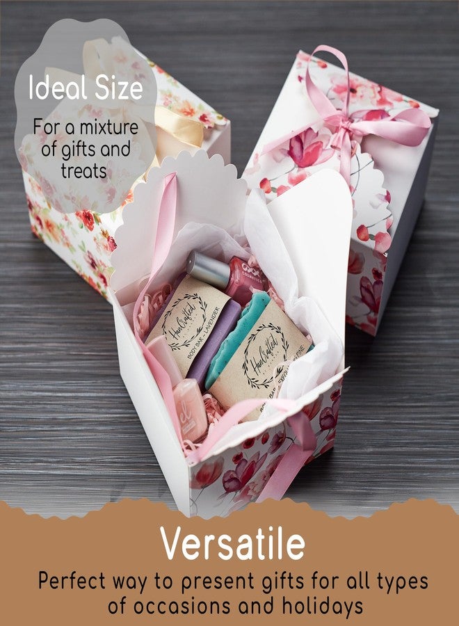 Hayley Cherie Floral Gift Boxes with Lids & Ribbons, 20 Pack, 5.8” x 3.7” Decorative Small Treat Boxes for Gift Giving, Cookie Tins, Mithai Indian Sweets, Candy, Christmas, Diwali, Favors, Baked Goods, Empty, Bulk - Image 5